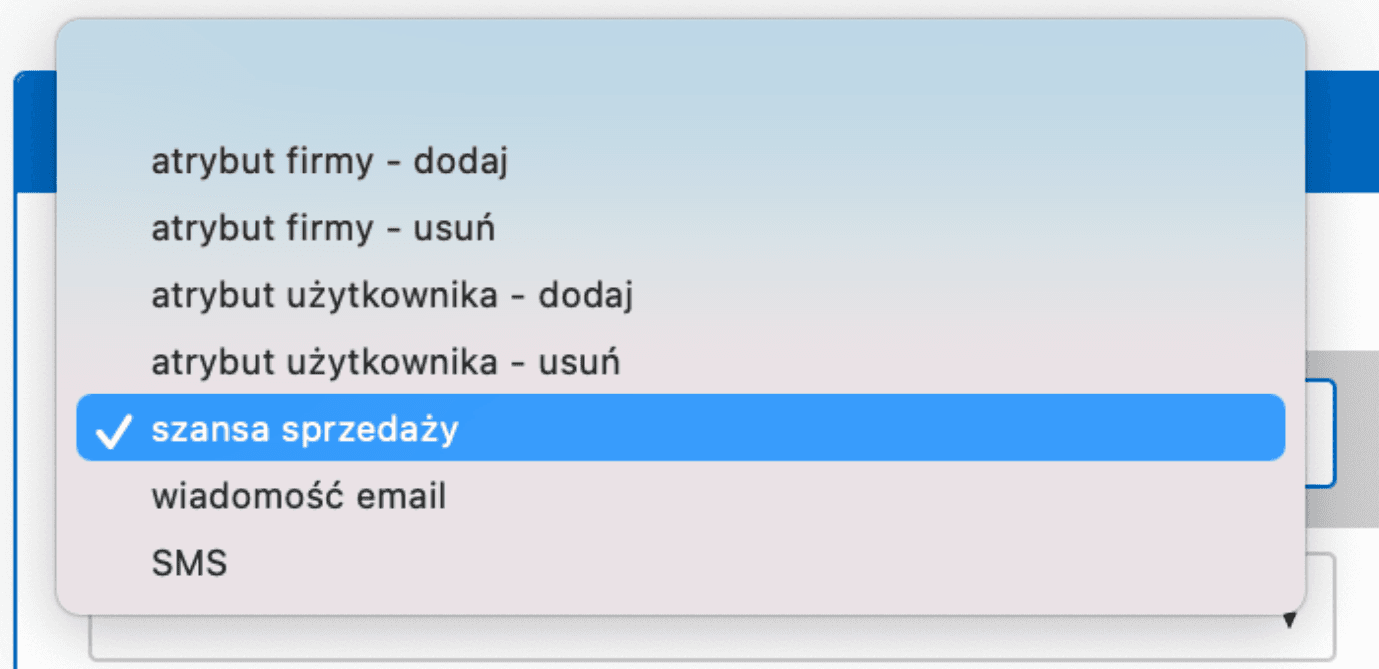 Przykładowe akcje w procesie automatyzacji sprzedaży.