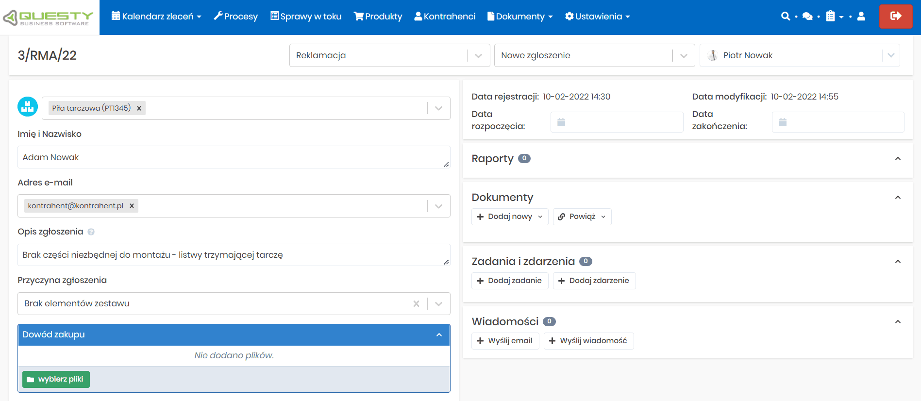 Formularz dla pracownika - część 1