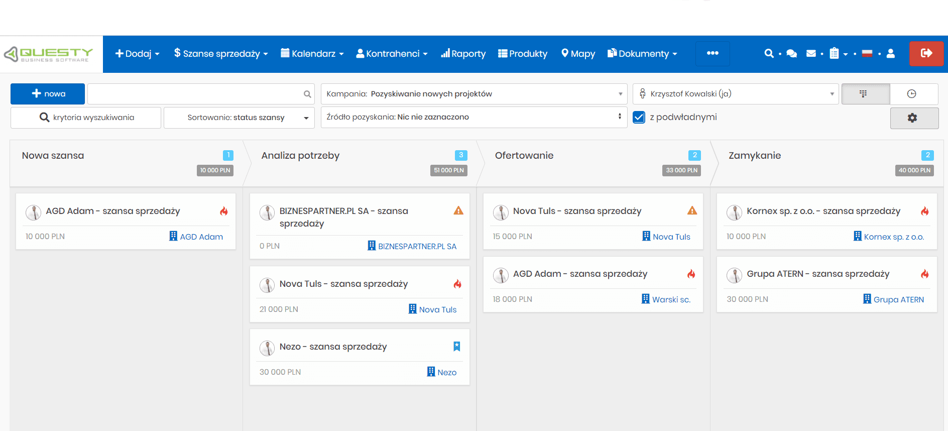 Kanban w programie do tworzenia ofert handlowych