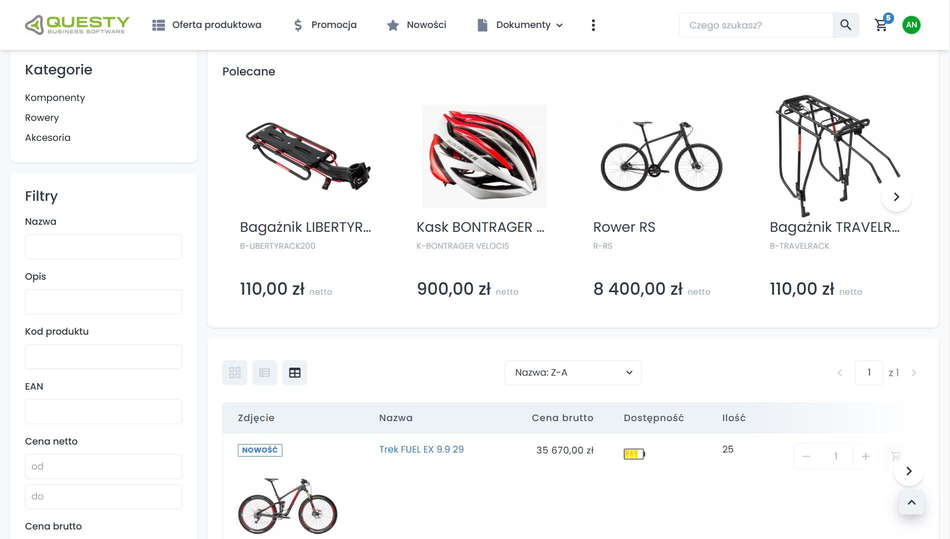 Promowanie B2B produktów w postaci atrakcyjnej galerii.