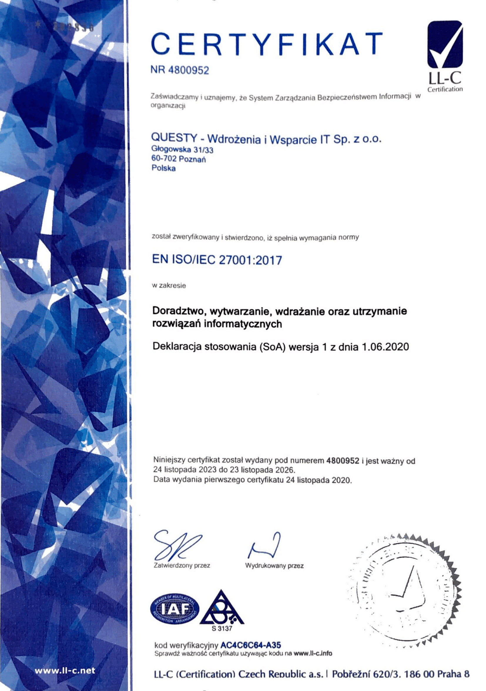 Wdrożenie normy ISO 27001.